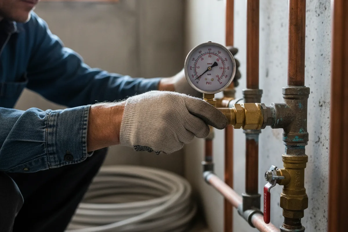 Pressure testing a repaired line during Water Line Repair in Eastchester